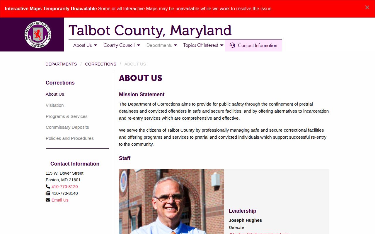 Talbot County Detention Center history and release records context